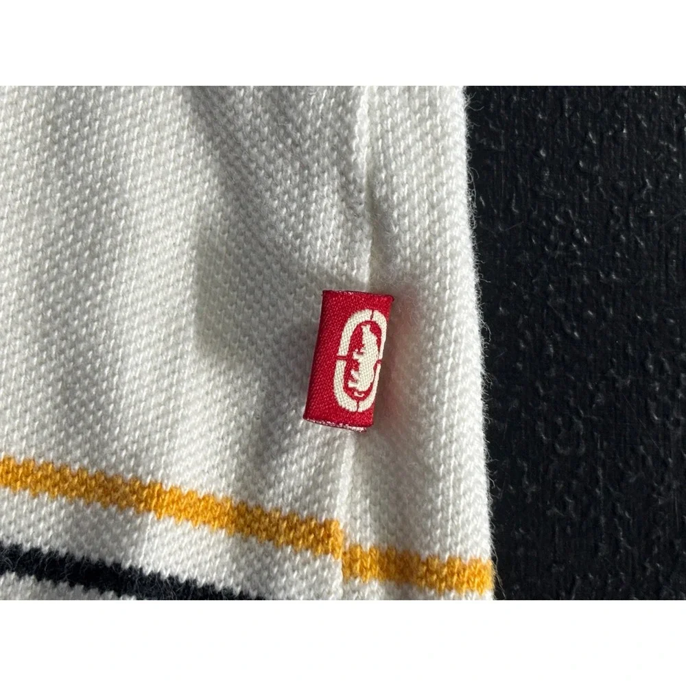 Ecko Unltd Mens 2XL Striped Polo Shirt White Black Orange Rhino Logo Streetwear - Picture 10 of 11